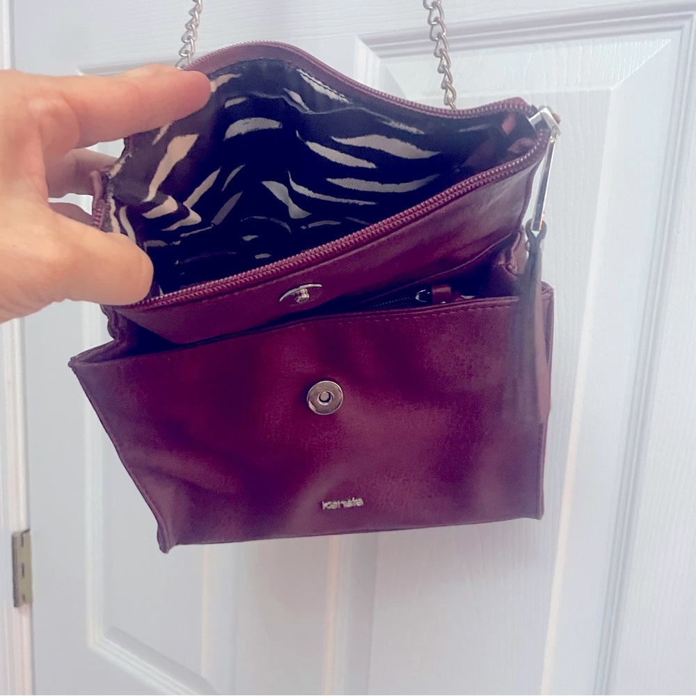 Kenzie studded Purse purple with many pockets, compartments, and stylish chain - Picture 6 of 13